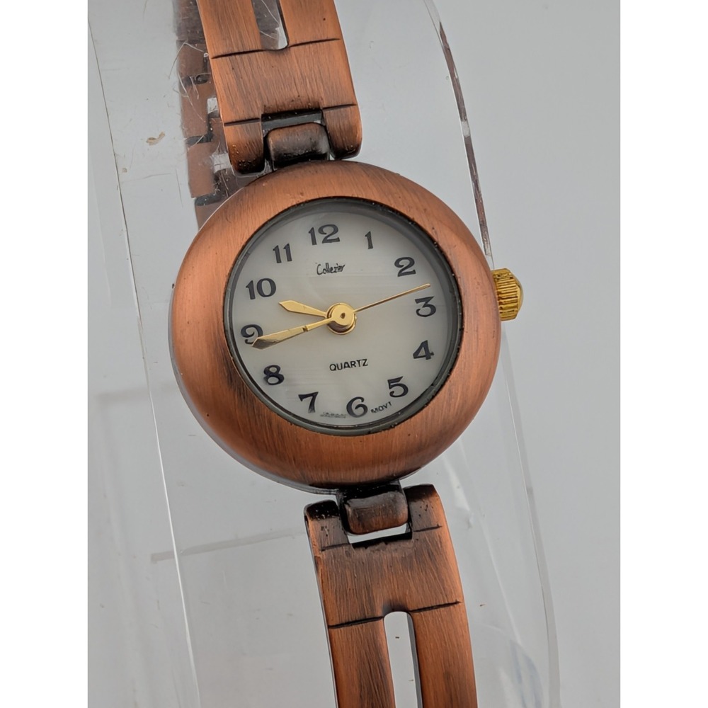 Collezio Watch Women 22mm‎ Case Copper Tone 7" Band- New Battery